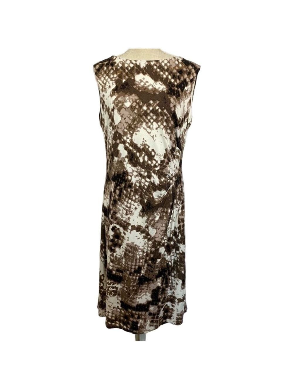 Marina Brown/White Snake Print Knit Dress NWOT Classic Women’s 16